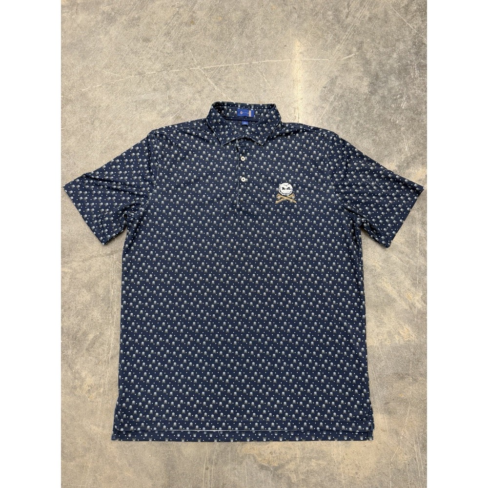 Stitch LIV Crushers Bryson Dechambeau Polo Men's Large Navy Blue Skulls Golf